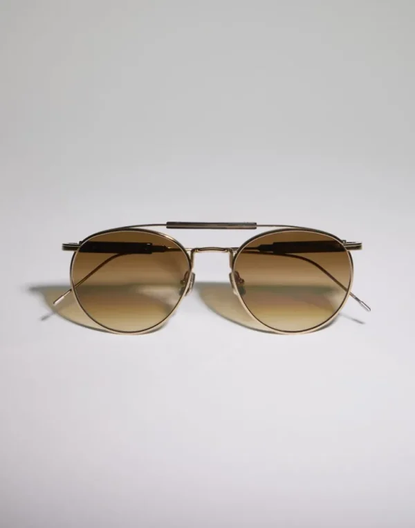 Sartorial Sunset gold-plated titanium and horn sunglasses