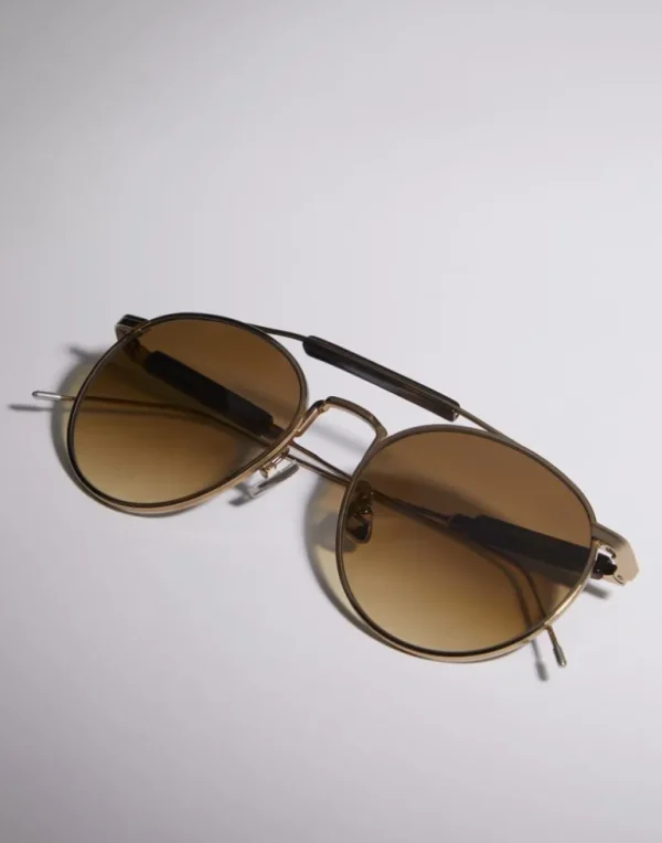 Sartorial Sunset gold-plated titanium and horn sunglasses