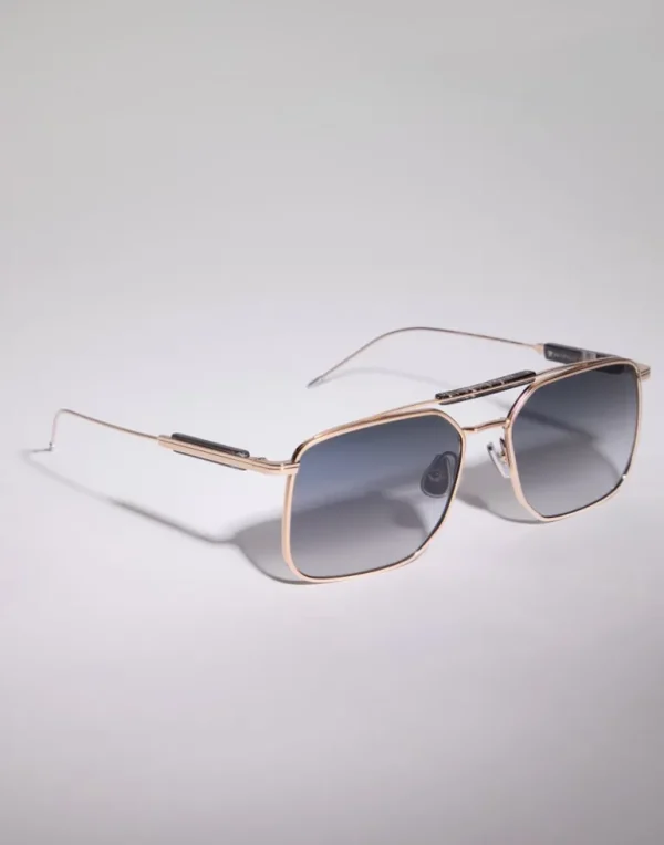 Sartorial Sunset gold-plated titanium and horn sunglasses