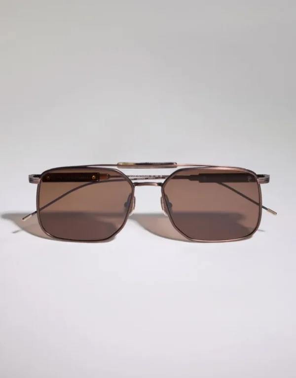 Sartorial Sunset titanium and horn sunglasses with polarized lenses