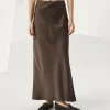 Satin cady fluid bias-cut skirt