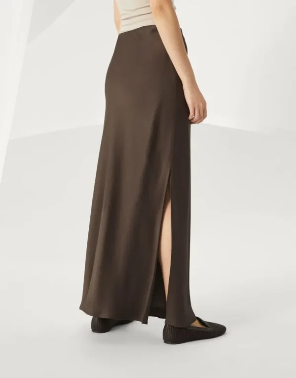 Satin cady fluid bias-cut skirt