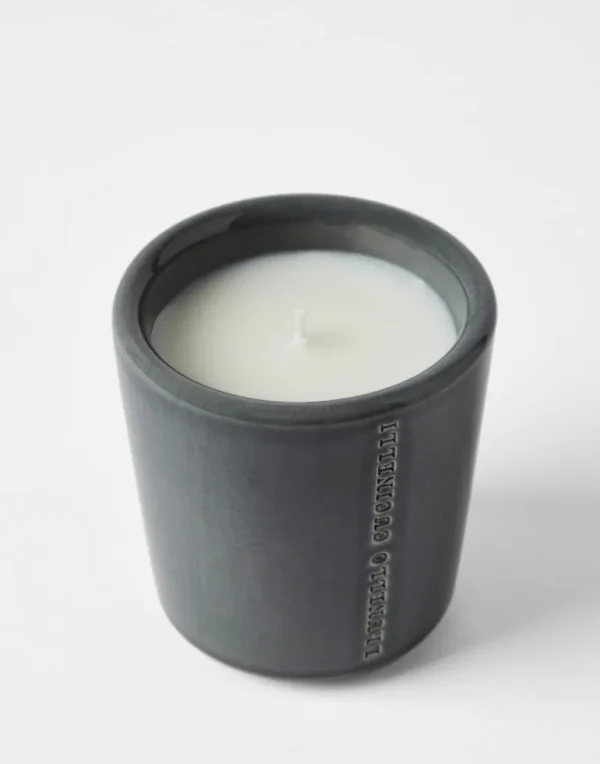 Scented candle in craquelé ceramic vessel