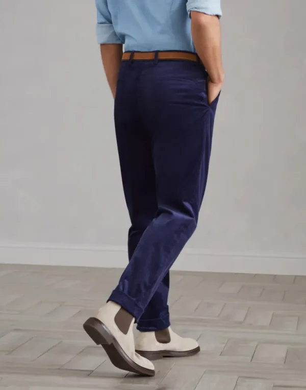 Sea Island cotton corduroy leisure fit trousers with pleat