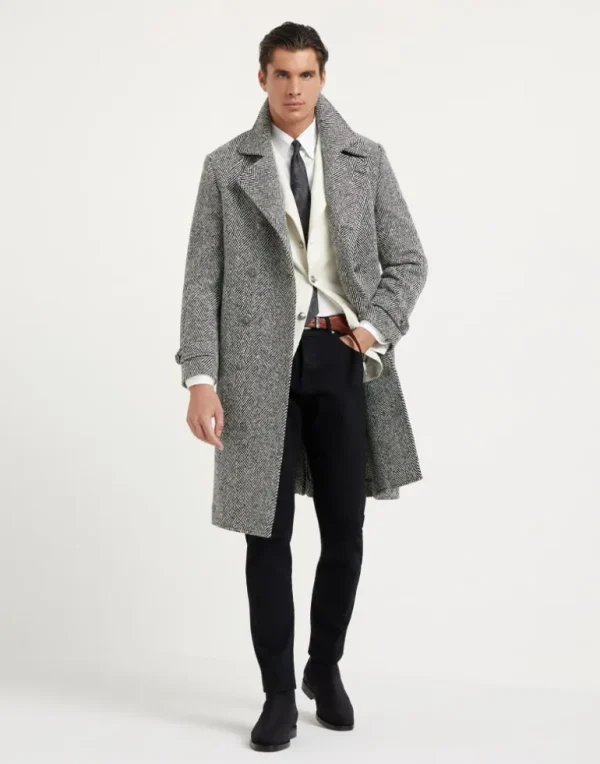 Sea Island cotton corduroy deconstructed blazer with large peak lapels and metal buttons