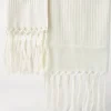 Set of two linen and cashmere chevron towels with hand-knotted fringes