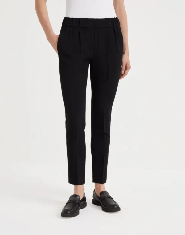 Silk and acetate crêpe cady tailored jogger trousers