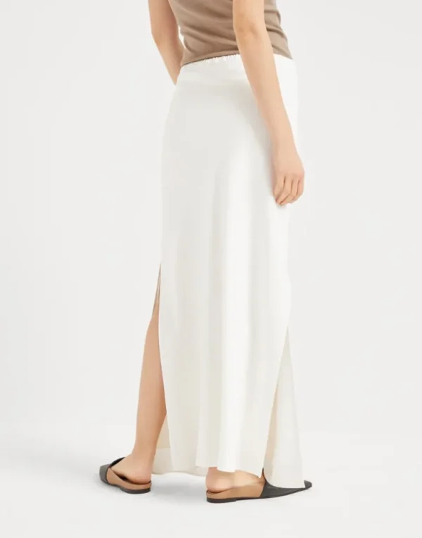 Silk and acetate crêpe cady fluid skirt