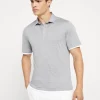 Silk and cotton jersey shirt-style collar polo with faux-layering