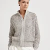 Silk and linen rustic dazzling net cardigan