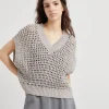 Silk and linen rustic dazzling net sweater