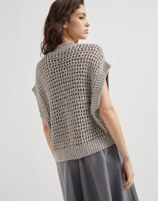 Silk and linen rustic dazzling net sweater