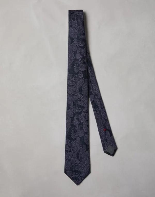 Silk and virgin wool tie with paisley design