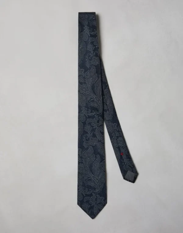 Silk and virgin wool tie with paisley design