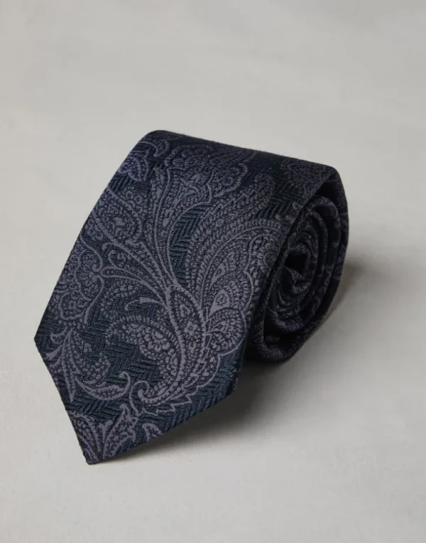 Silk and virgin wool tie with paisley design