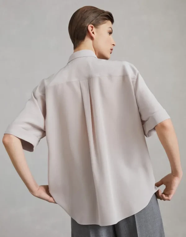 Silk crêpe de Chine shirt with precious buttonhole