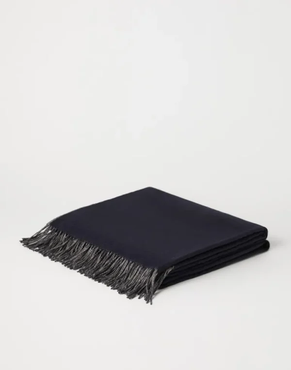 Silk double cloth throw with fringe