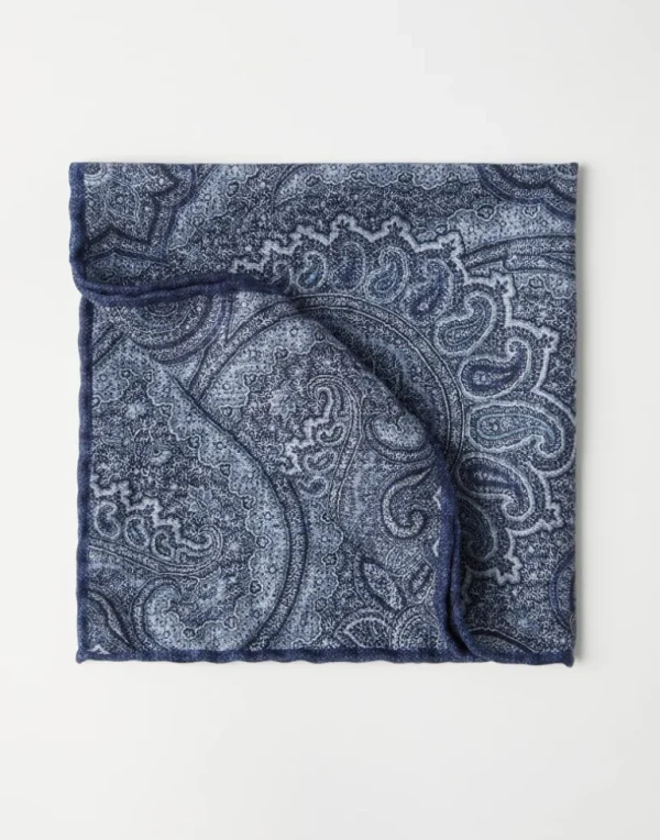 Silk pocket square with paisley design