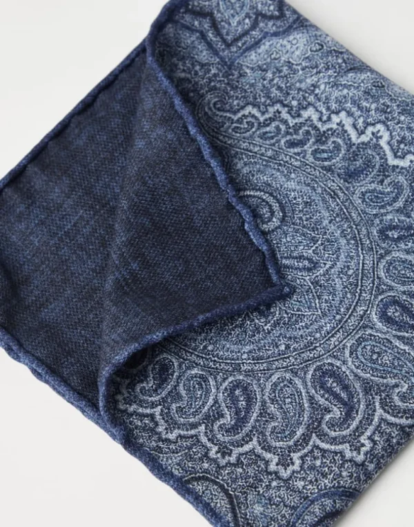 Silk pocket square with paisley design