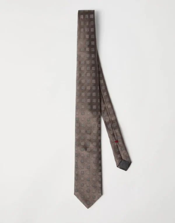 Silk tie with squares pattern