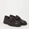 Soft nappa leather penny loafers with precious insert