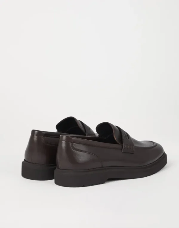 Soft nappa leather penny loafers with precious insert