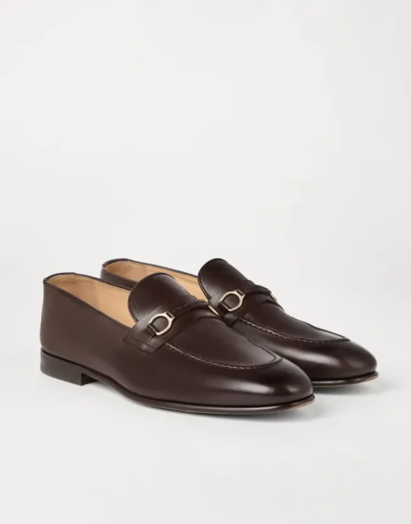 Soft waxed calfskin loafers with bit detail