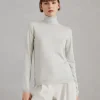 Sparkling cashmere and silk lightweight turtleneck sweater