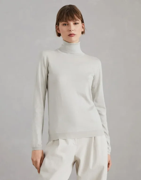 Sparkling cashmere and silk lightweight turtleneck sweater