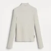 Sparkling cashmere and silk lightweight ribbed turtleneck sweater with monili