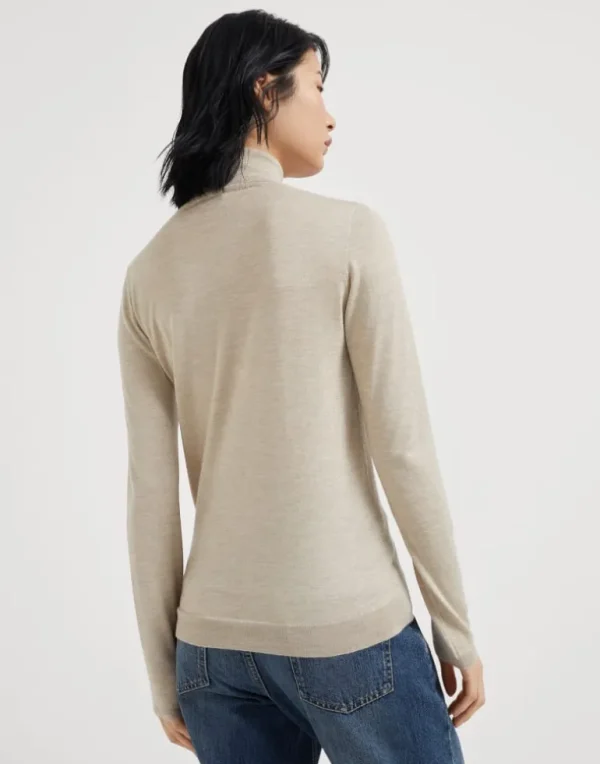 Sparkling cashmere and silk lightweight turtleneck sweater