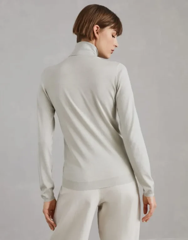 Sparkling cashmere and silk lightweight turtleneck sweater