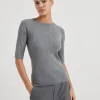 Sparkling cashmere rib knit sweater