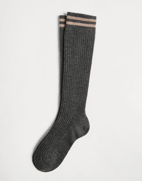 Sparkling cashmere rib knit socks