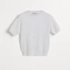 Sparkling cashmere rib knit t-shirt