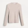 Sparkling cashmere rib knit lightweight sweater