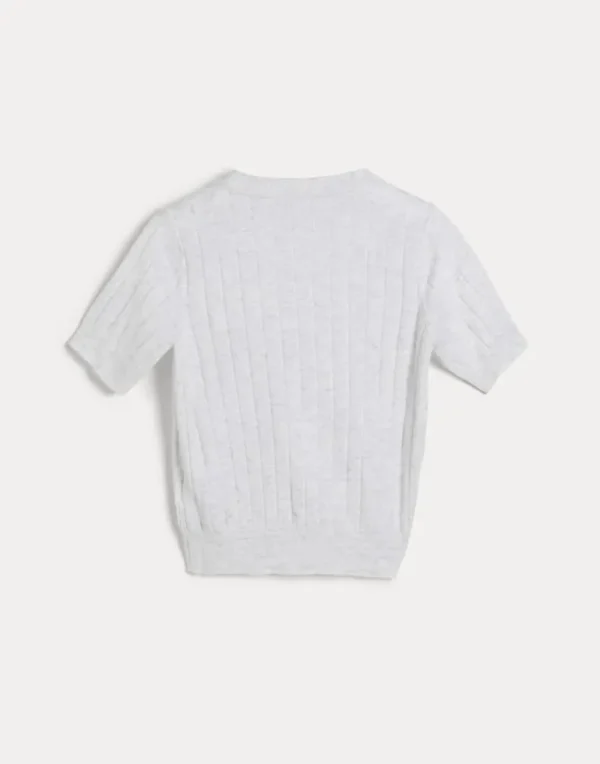 Sparkling cashmere rib knit t-shirt