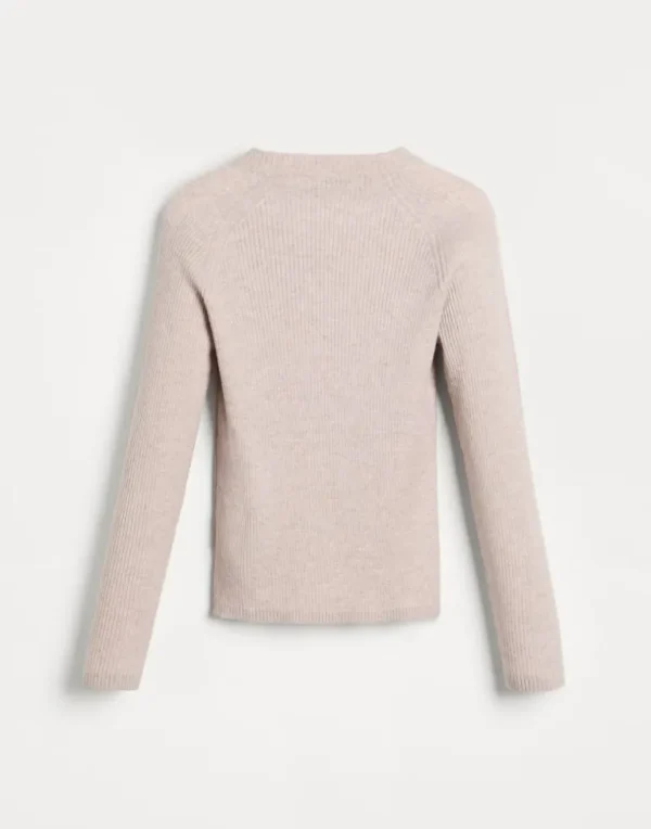 Sparkling cashmere rib knit lightweight sweater