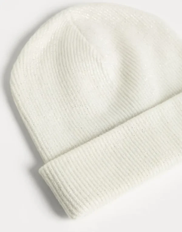 Sparkling cashmere rib knit beanie