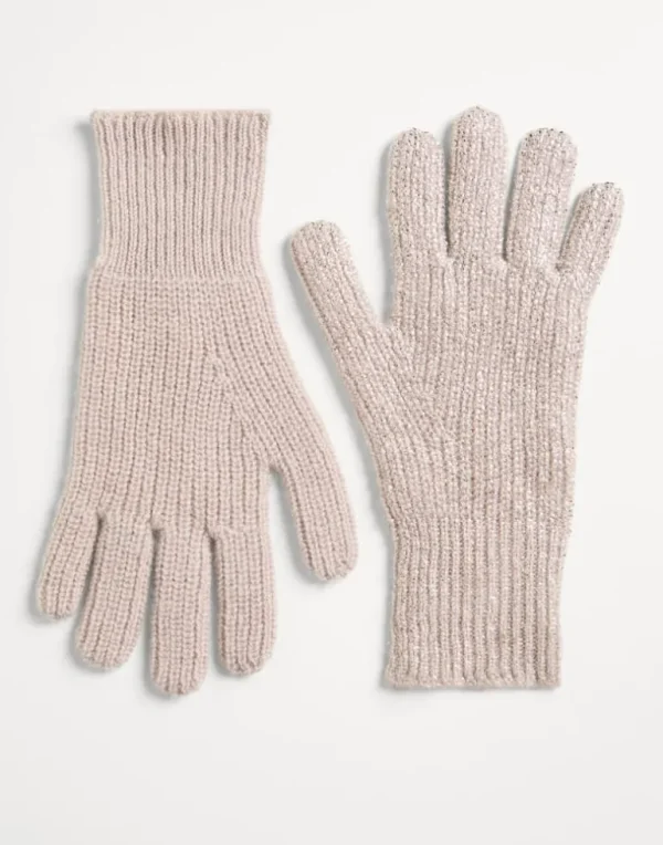 Sparkling cashmere ribbed double knit gloves