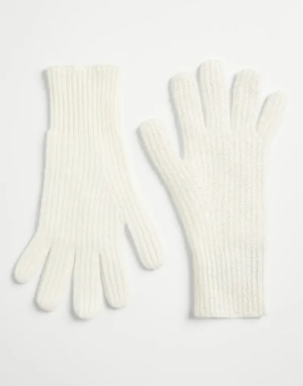 Sparkling cashmere ribbed double knit gloves