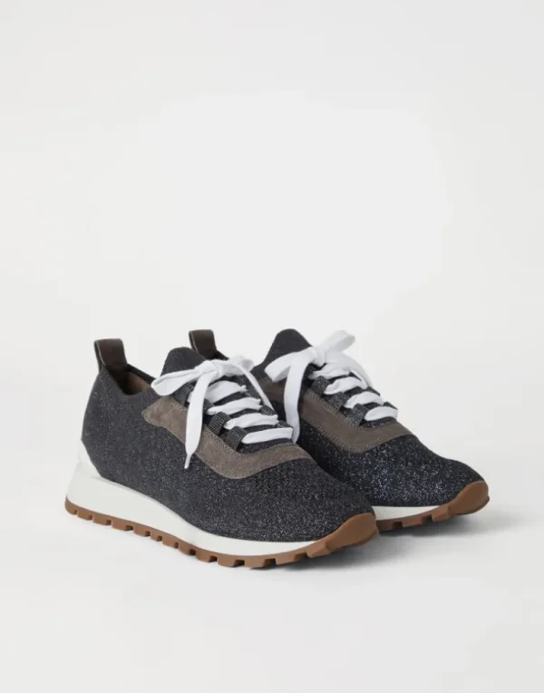 Sparkling cotton knit runners with shiny eyelets