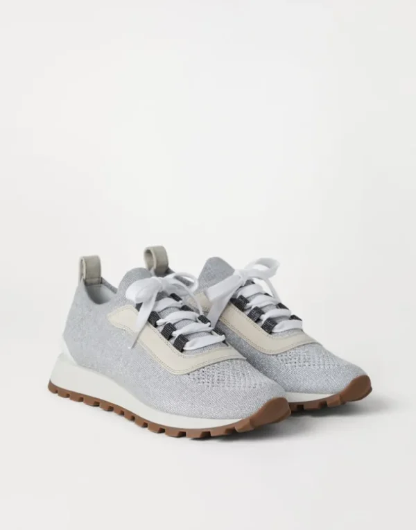 Sparkling cotton knit runners with shiny eyelets