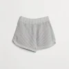 Sparkling cotton openwork rib knit shorts