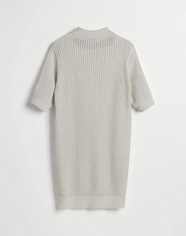 Sparkling cotton openwork rib knit dress