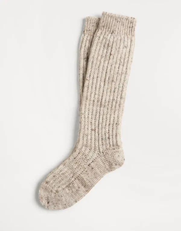 Sparkling flecked wool and mohair rib knit socks