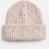 Sparkling flecked wool, mohair and linen rib knit beanie