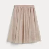 Sparkling flower print tulle skirt