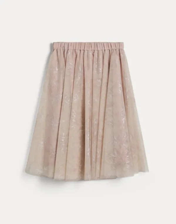 Sparkling flower print tulle skirt