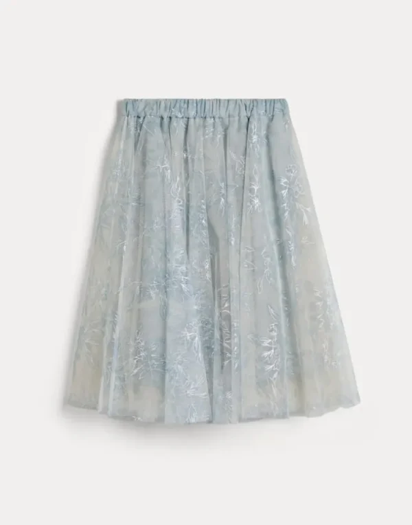 Sparkling flower print tulle skirt